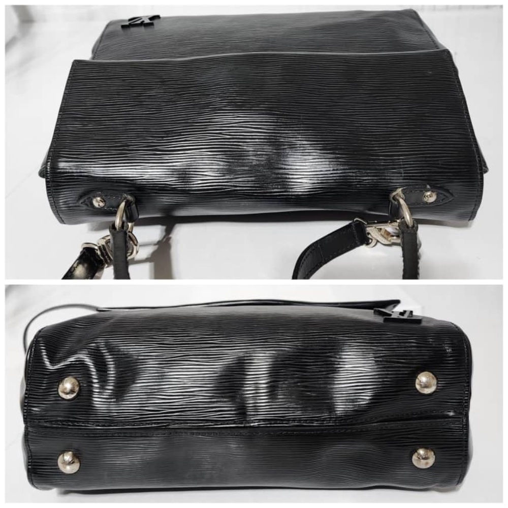 Authentic LOUIS VUITTON Epi Leather Cluny Satchel Bag Black - Picture 9 of 15